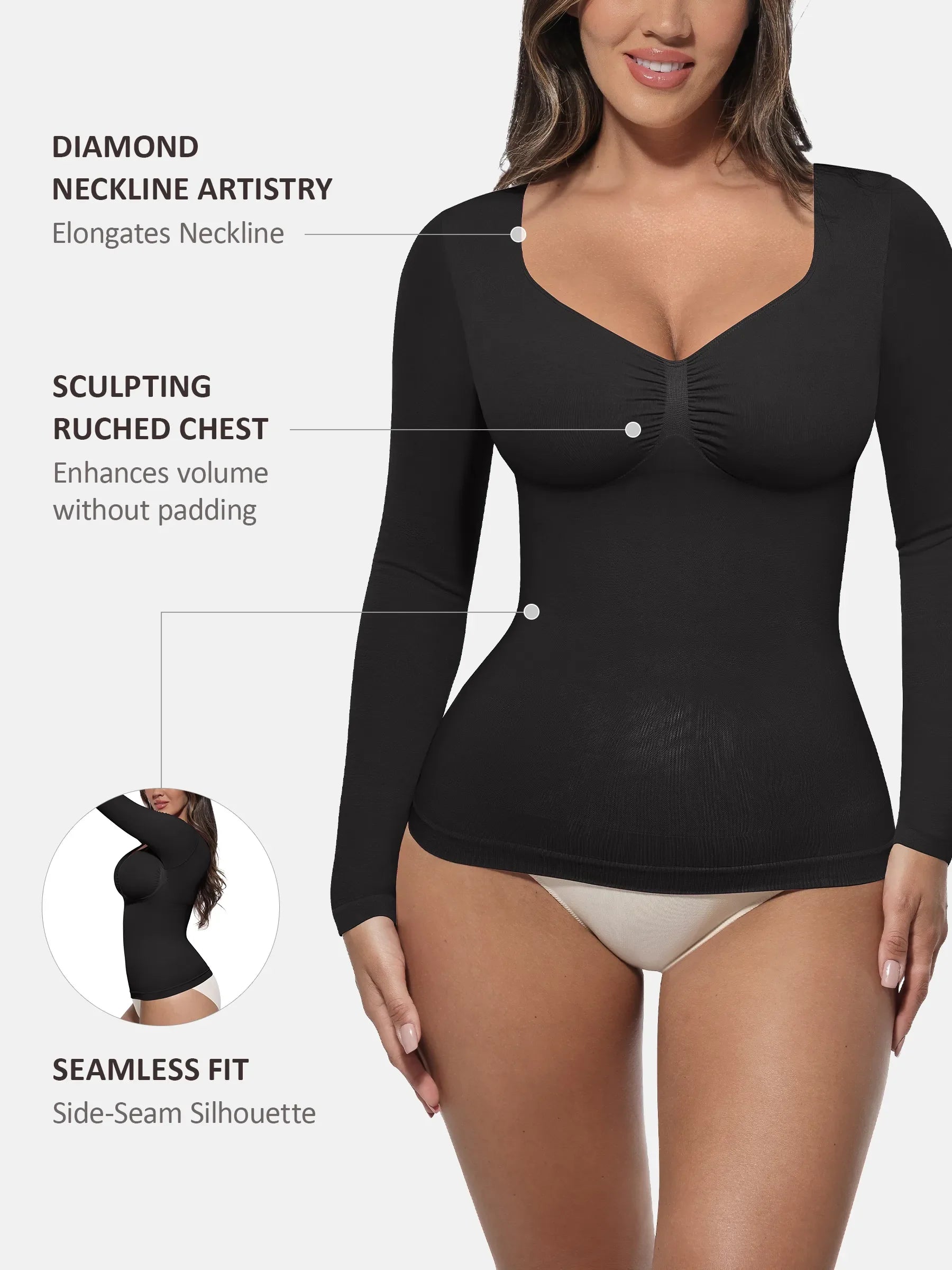 Feelingirl Seamless Long-Sleeve Everyday Shaper Top [BOGO]