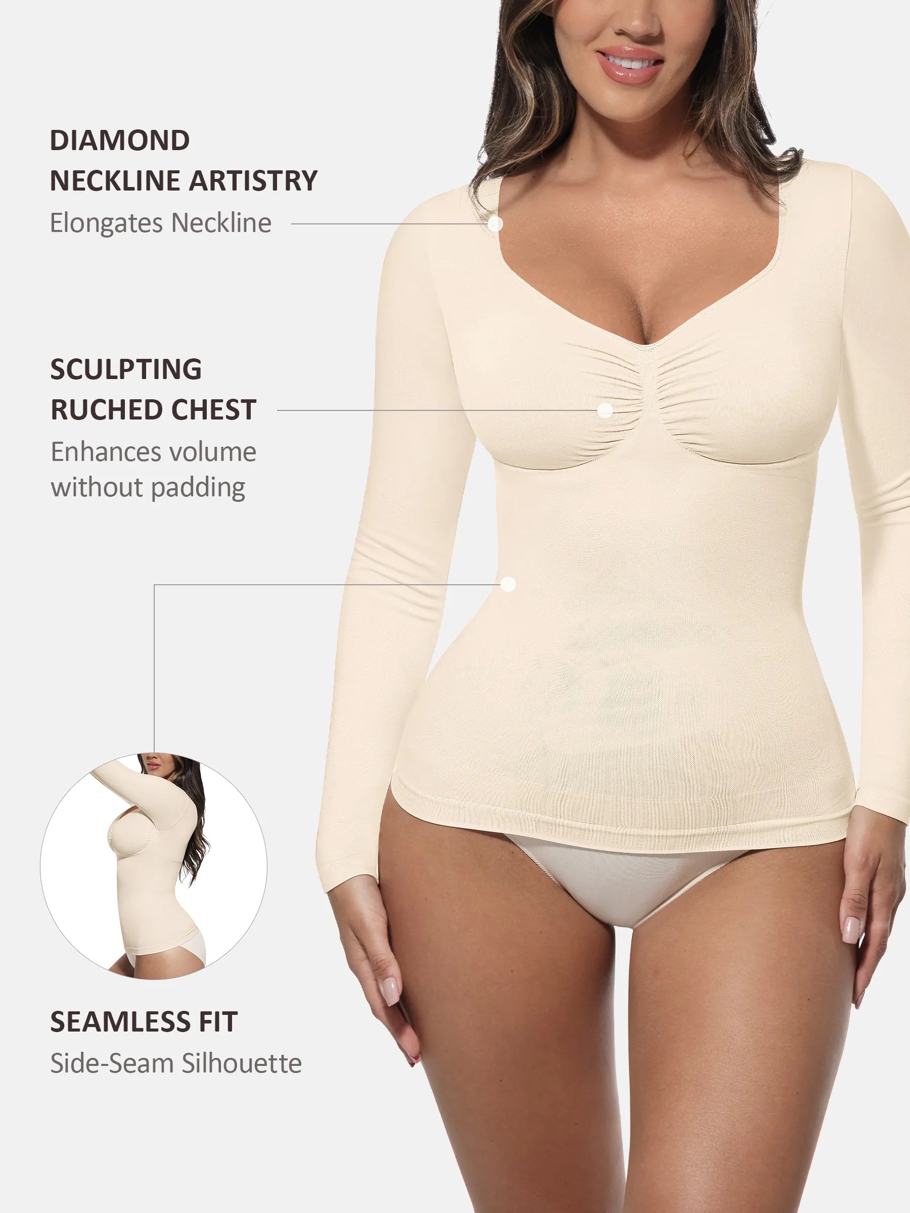 Feelingirl Seamless Long-Sleeve Everyday Shaper Top [BOGO]