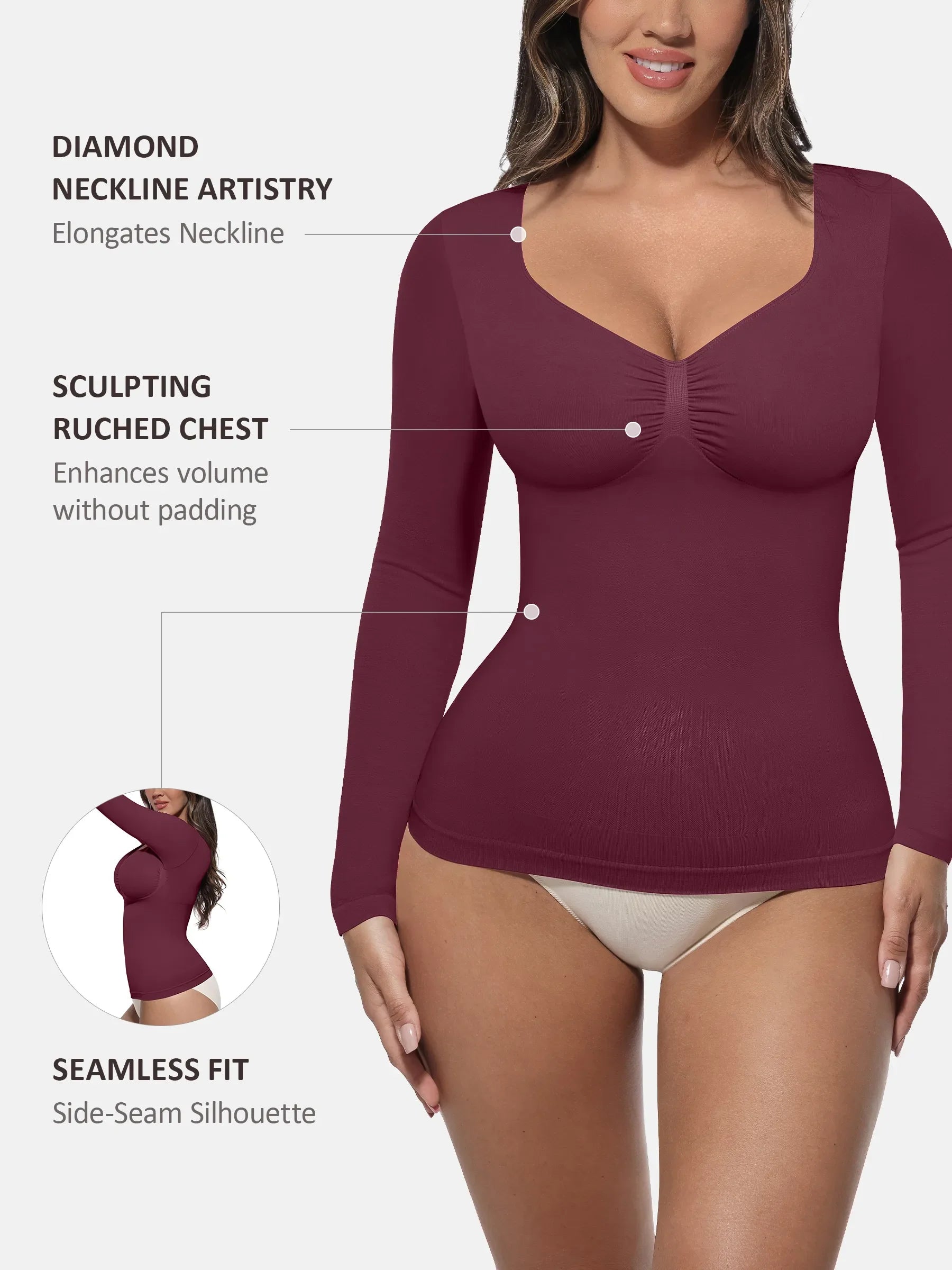 Feelingirl Seamless Long-Sleeve Everyday Shaper Top