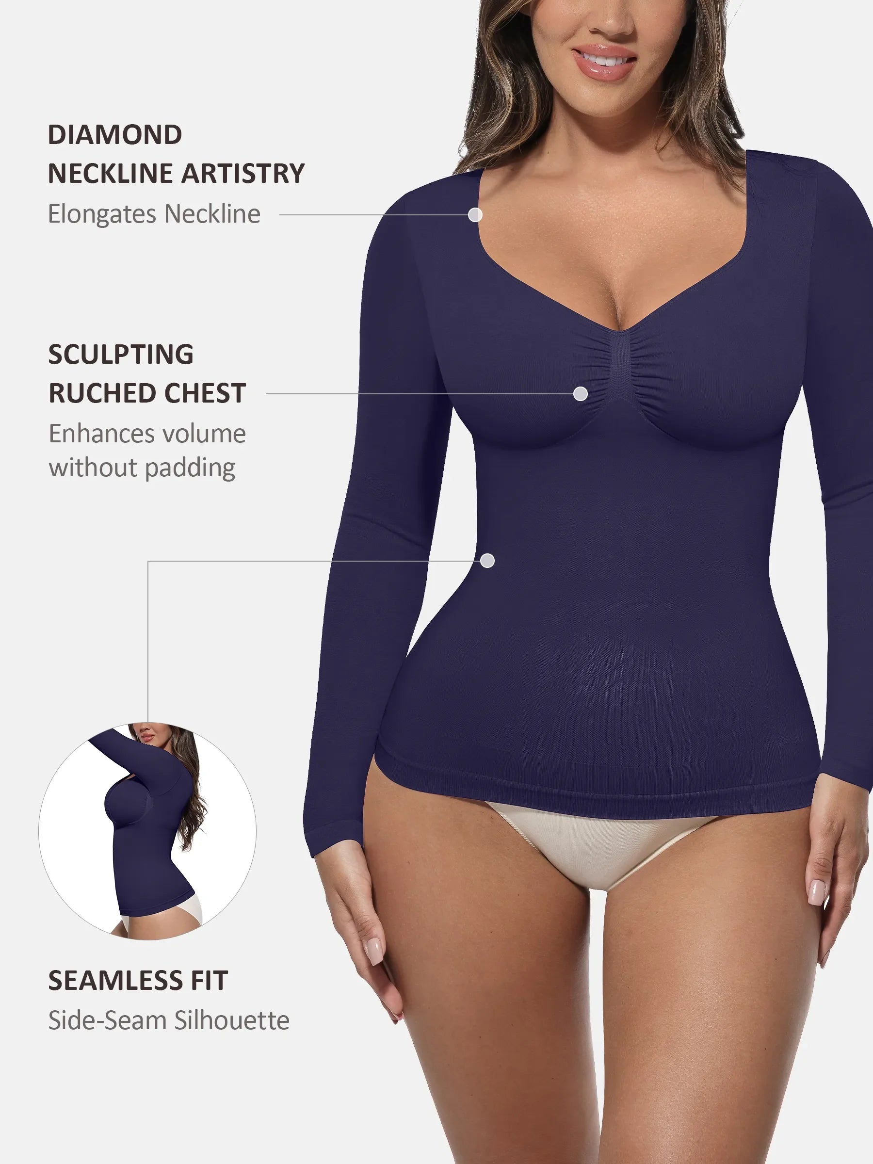 Feelingirl Seamless Long-Sleeve Everyday Shaper Top [BOGO]