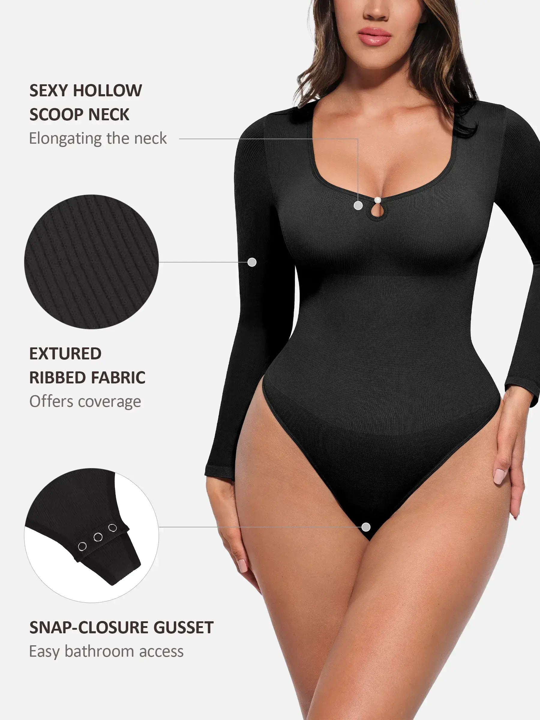 Feelingirl Seamless Ribbed Bodysuit