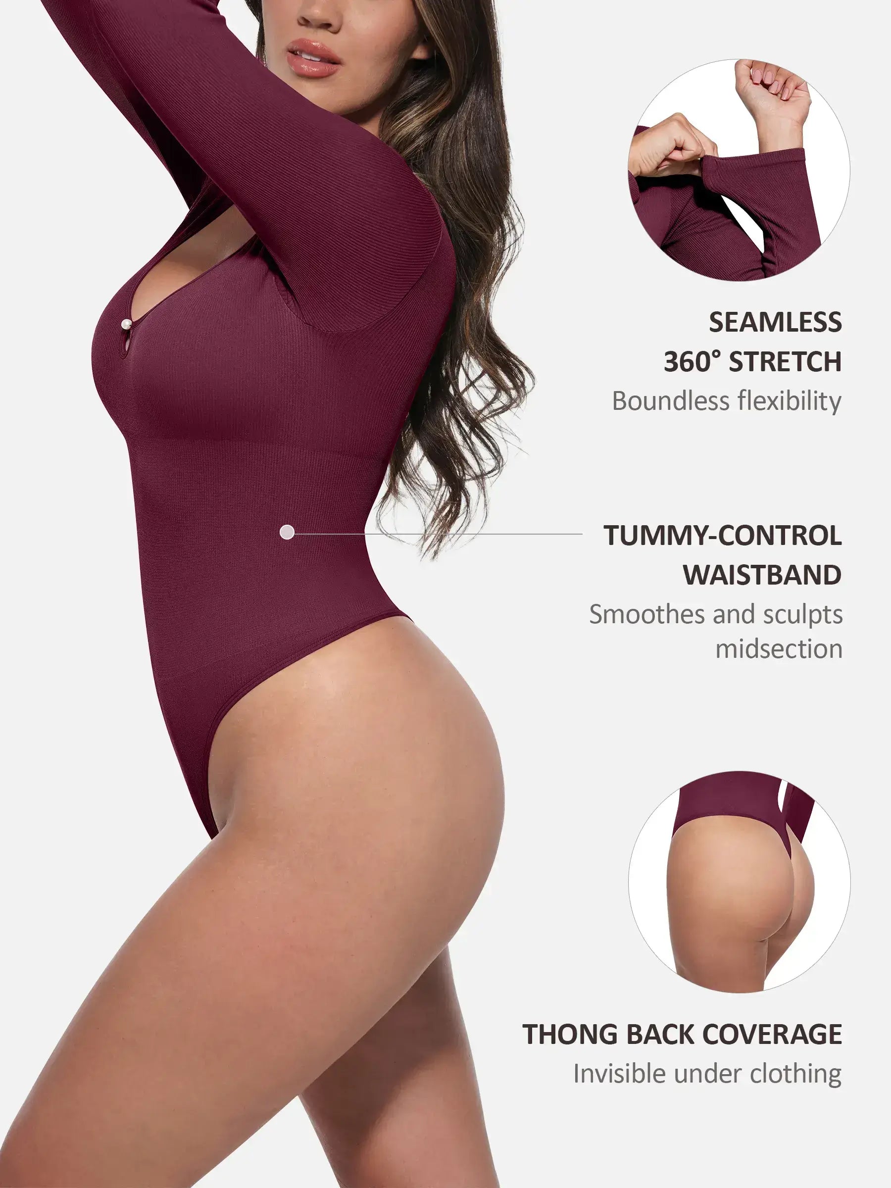 Feelingirl Seamless Ribbed Thong Bodysuit [BOGO]