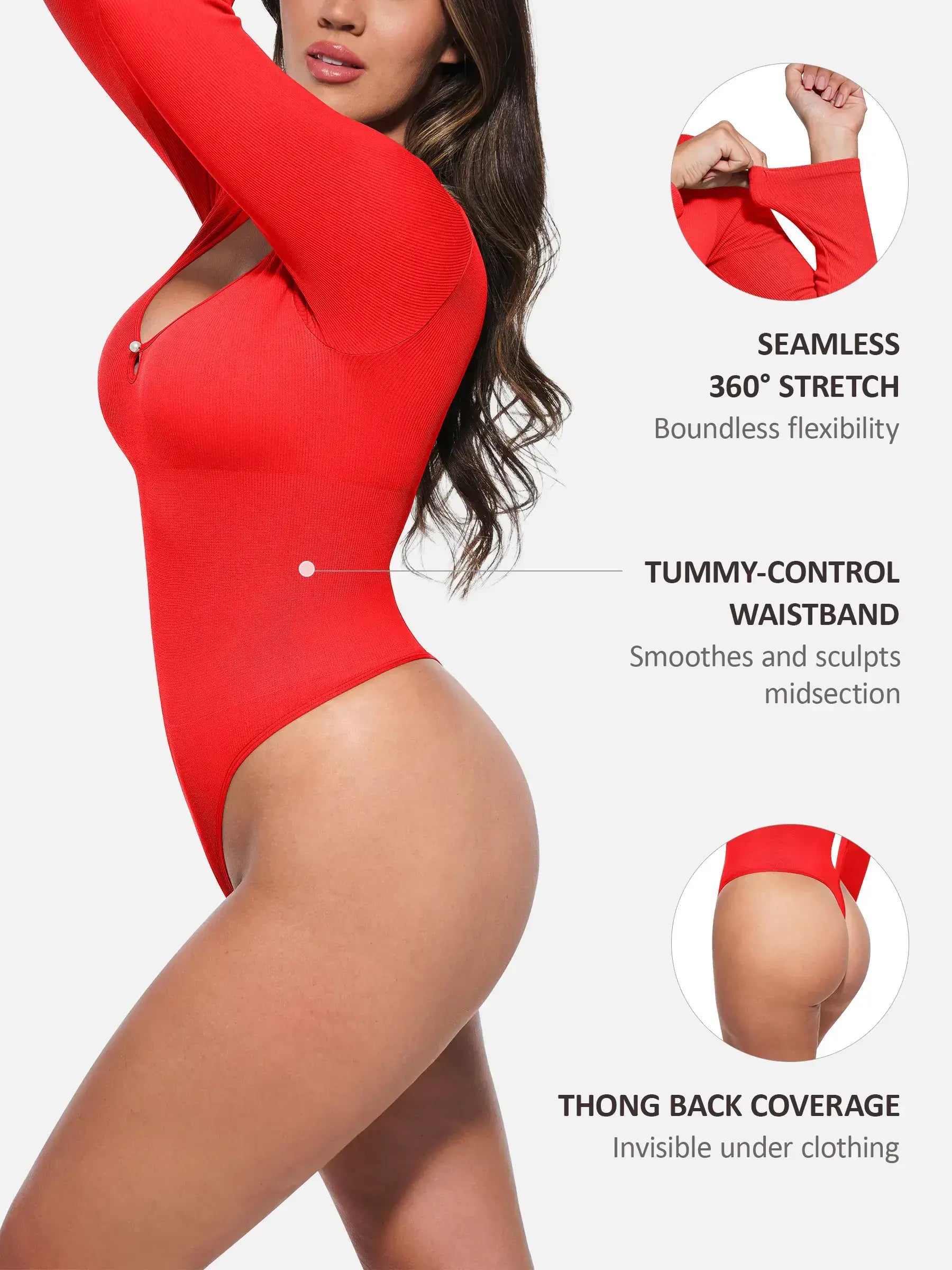 Feelingirl Seamless Ribbed Thong Bodysuit [BOGO]