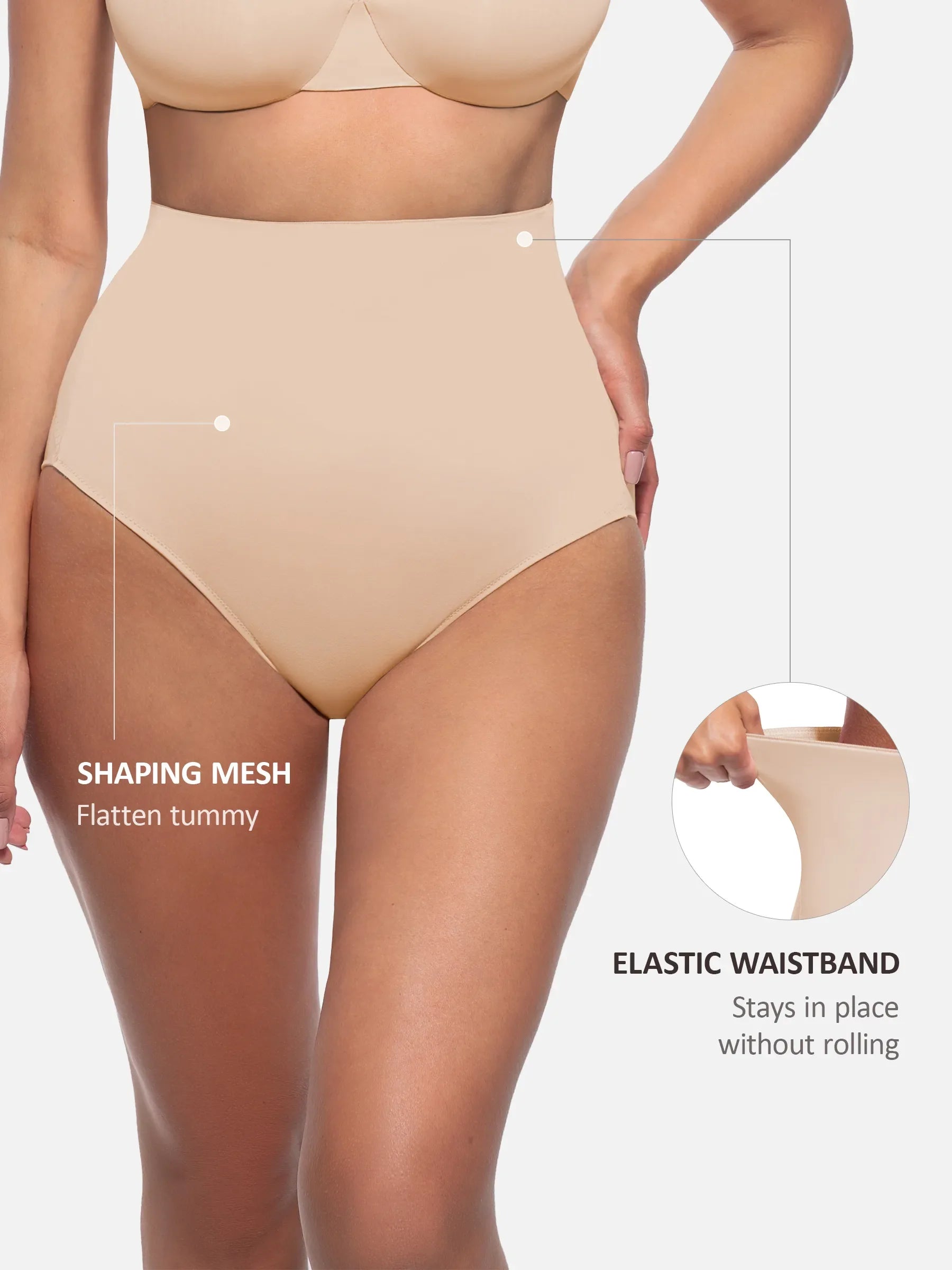 Feelingirl Built-in Elastic Mid-Waist Shaping Panties
